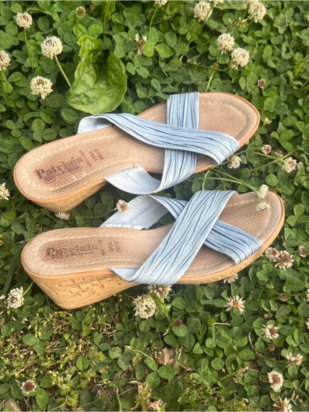 Light Blue vintage italian Wedge Sandals